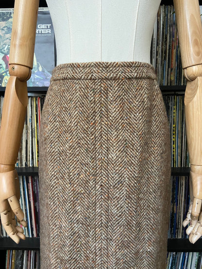 Vintage 1970s Beige Tweed Pencil Skirt