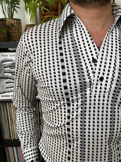 Vintage 1970s Japanese Geometric Patterned Jersey Top