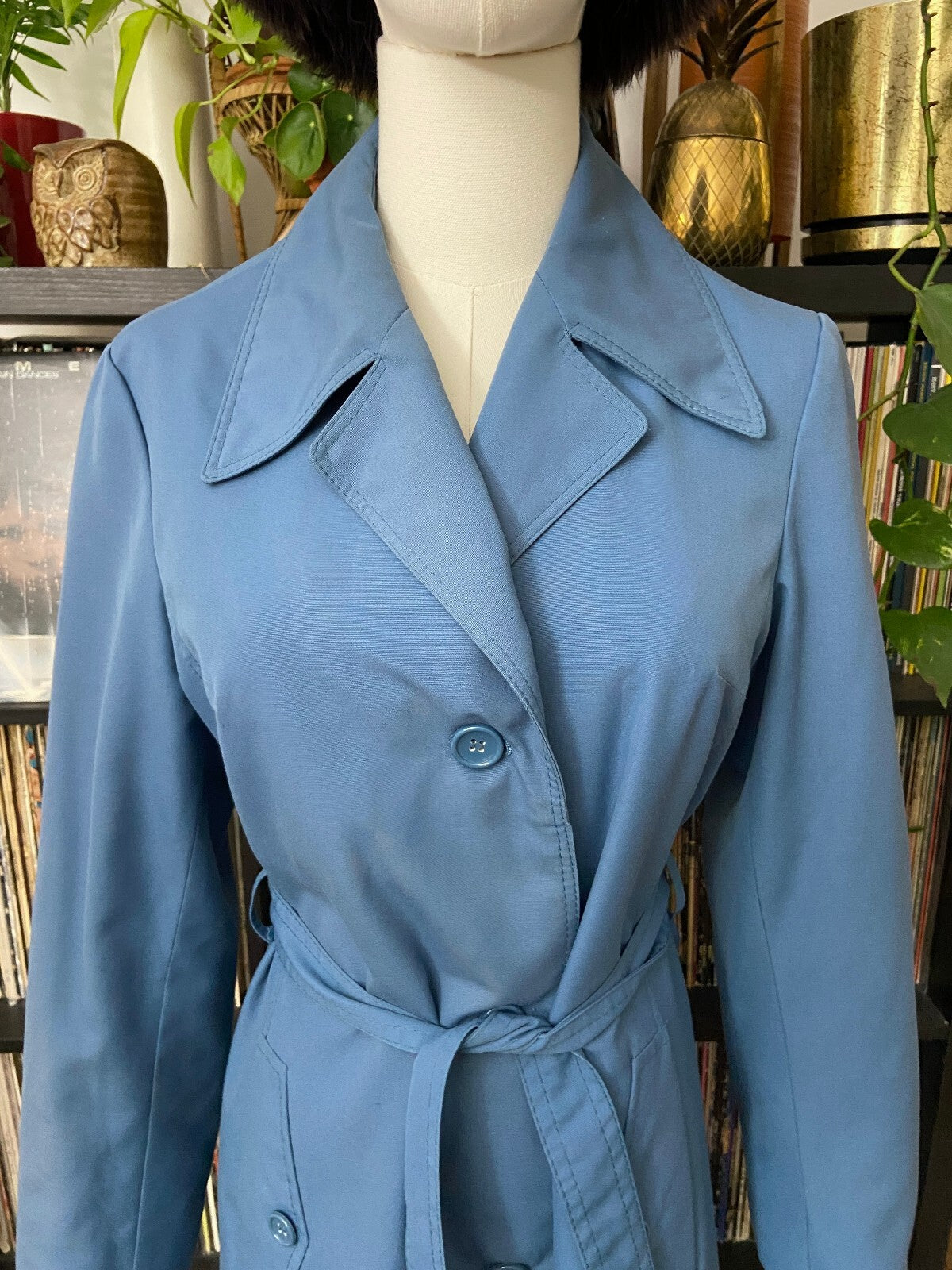 Vintage 1970s Blue Fashionwise Raincoat