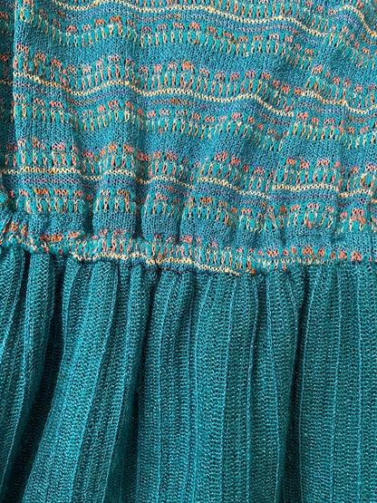 Vintage 1970s Green Knitted Strappy Dress