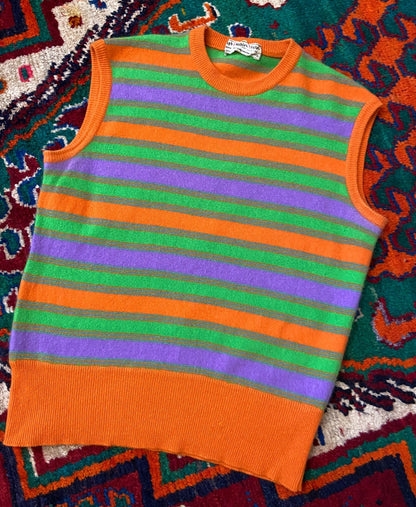 Vintage 1970s Orange Striped Sweater Vest