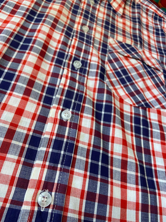 Vintage 1970s Deadstock Checked Dagger Collar Shirt