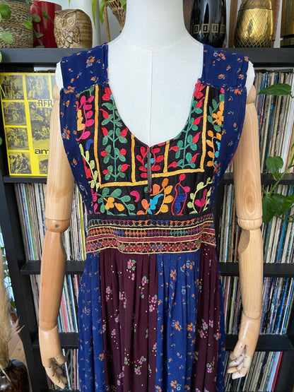 Vintage 1970s Sleeveless Afghan Dress