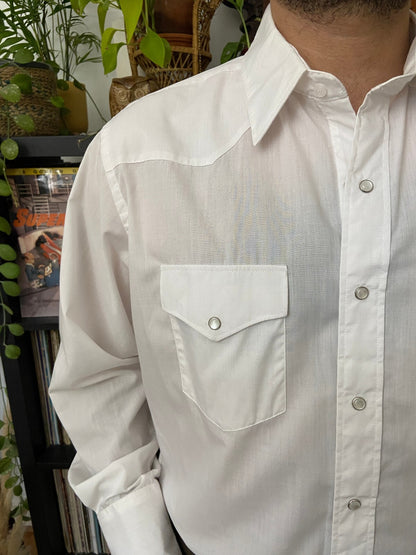 Vintage 1980s Plain White Western Shirt