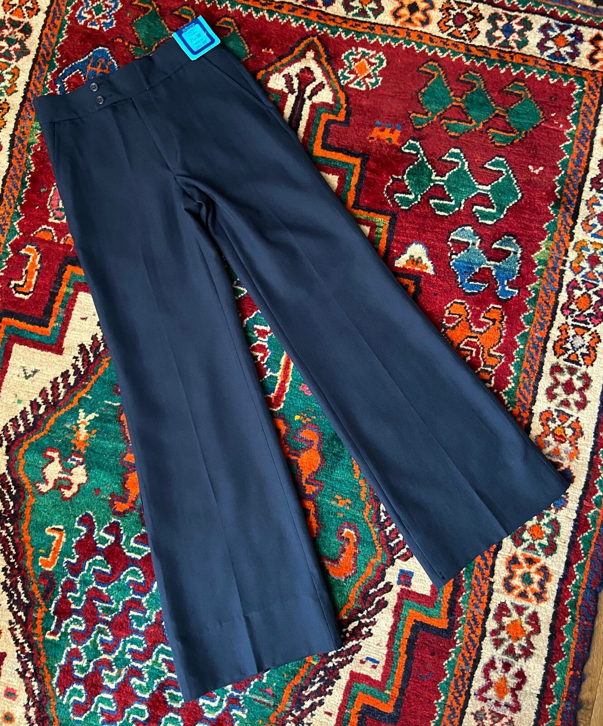 Vintage 1970s Navy Deadstock Flared Trousers W28