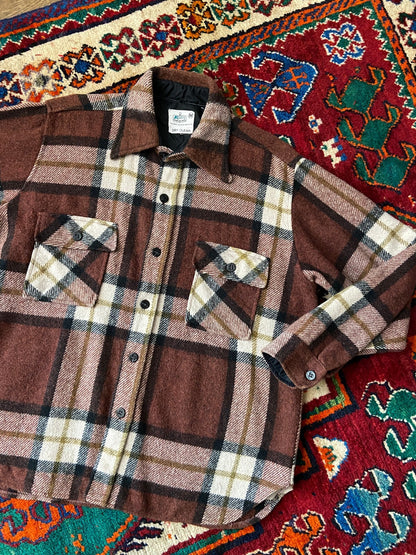Vintage 1970s K Mart Brown Plaid Shirt
