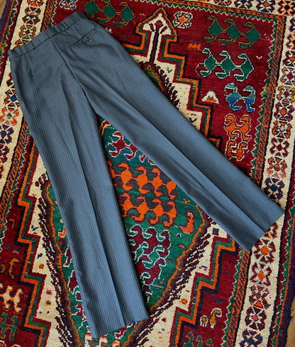 Vintage 1970s Dusty Blue 2 Piece Pinstripe Suit