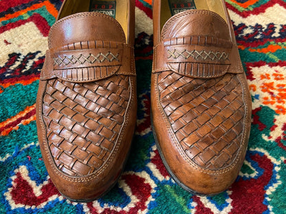 Vintage 1980s Italian Brown Moccasin Shoes UK 8