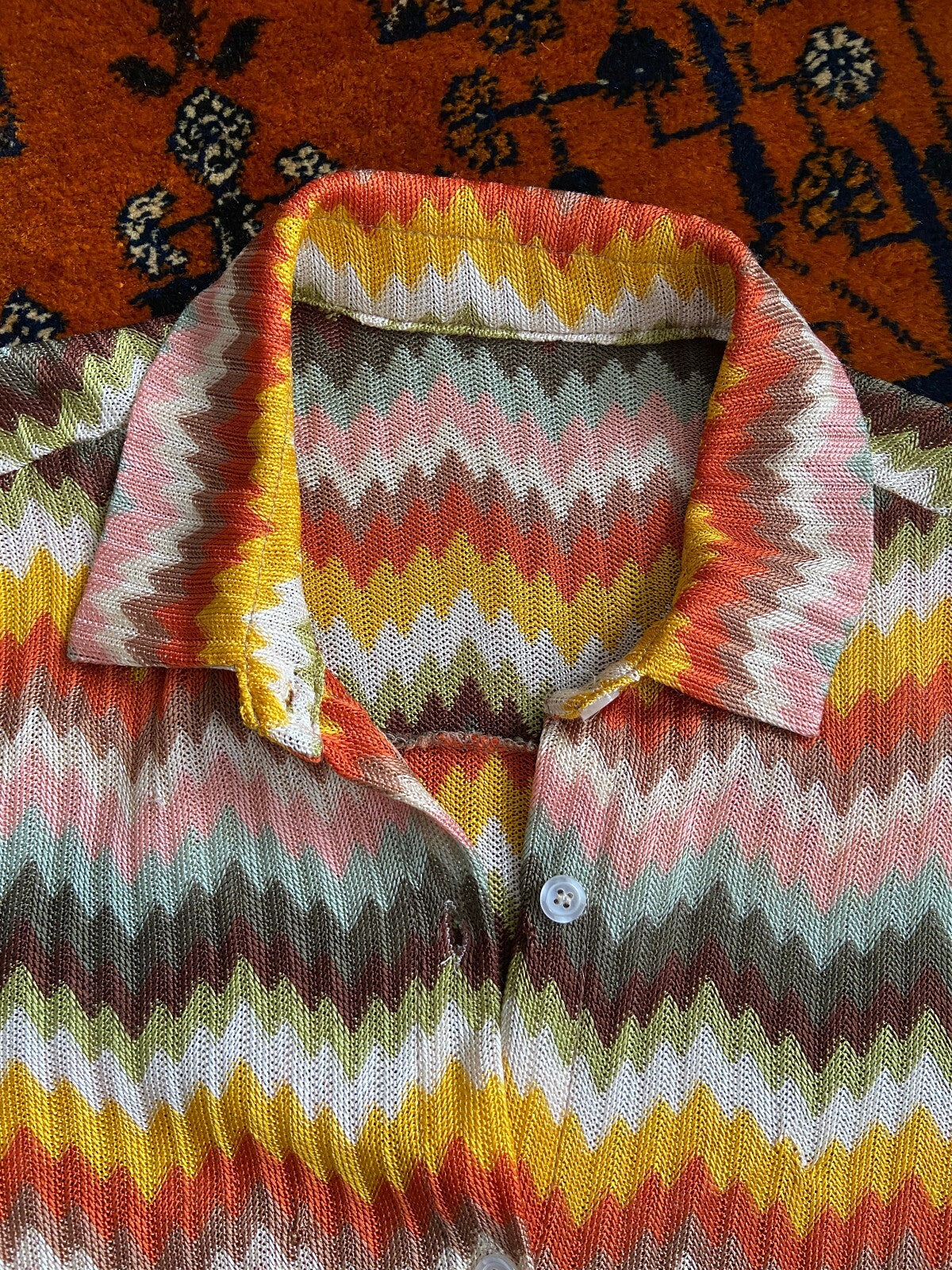 Vintage Multicoloured Chevron Knit Shirt