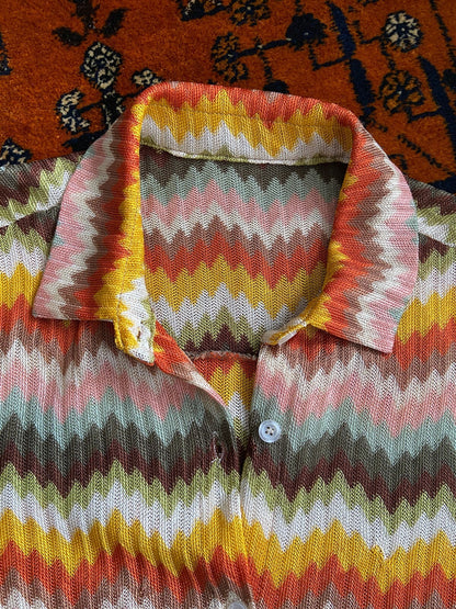 Vintage Multicoloured Chevron Knit Shirt