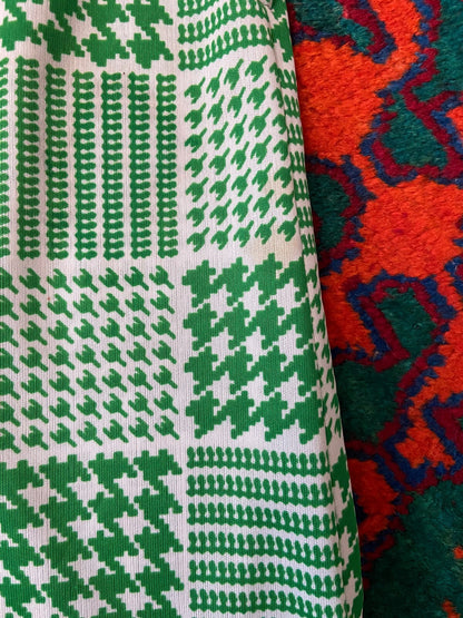 Vintage 1970s Green & White Houndstooth Skirt