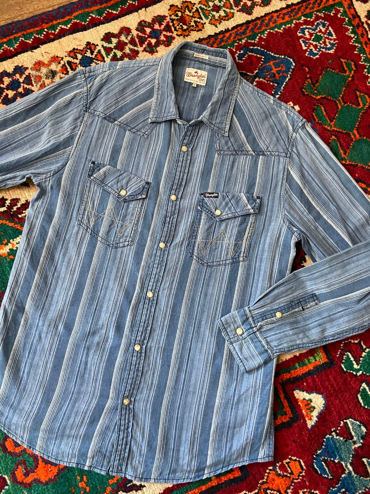 Vintage 90s Wrangler Striped Western Shirt