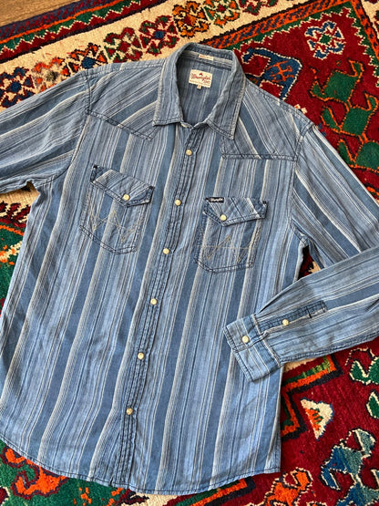 Vintage 90s Wrangler Striped Western Shirt