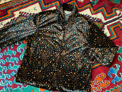 Vintage 1980s Black & Brown Velvet Shirt