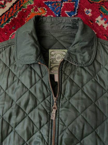 Vintage 1980s Forest Green Quilted Bomber Jacket