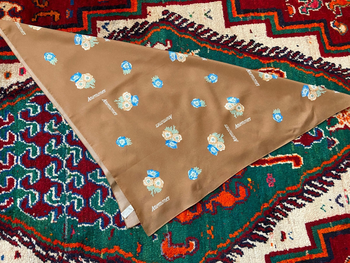 Vintage 1970s Brown Anemones St Michael Scarf
