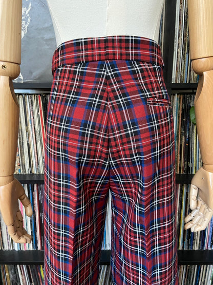 Vintage 1970s Flared Tartan Trousers W29 / L29.5