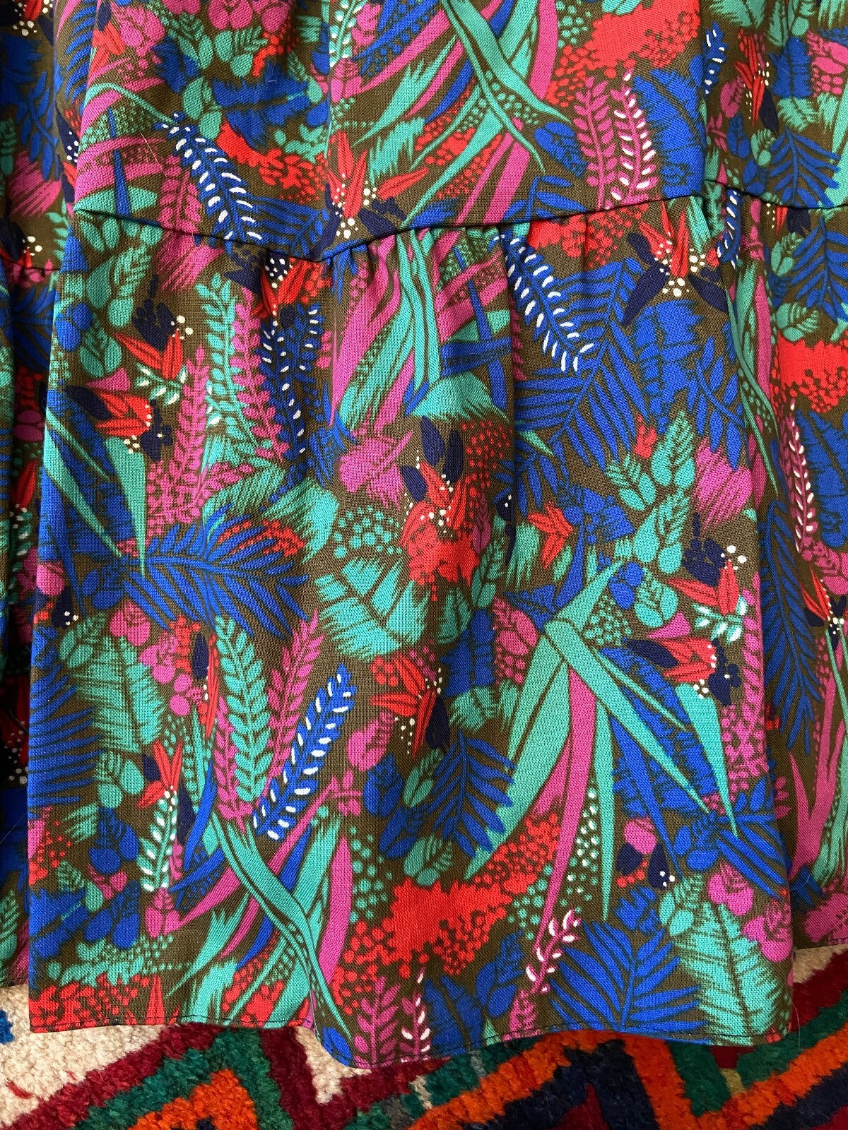 Vintage 1970s Tropical Print Layered Skirt
