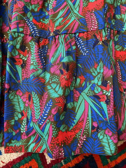 Vintage 1970s Tropical Print Layered Skirt
