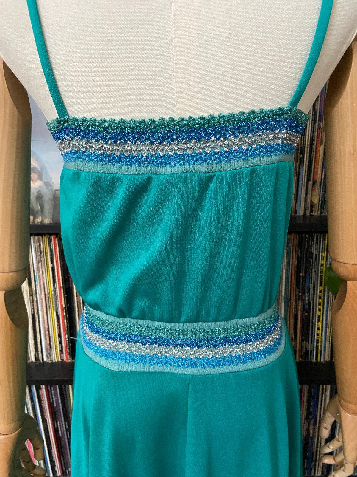 Vintage 1970s Green Strappy Disco Dress