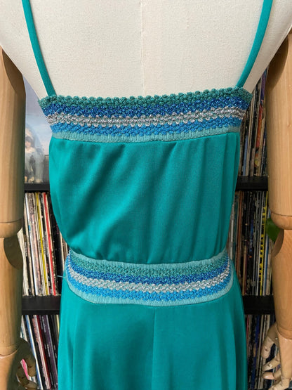 Vintage 1970s Green Strappy Disco Dress