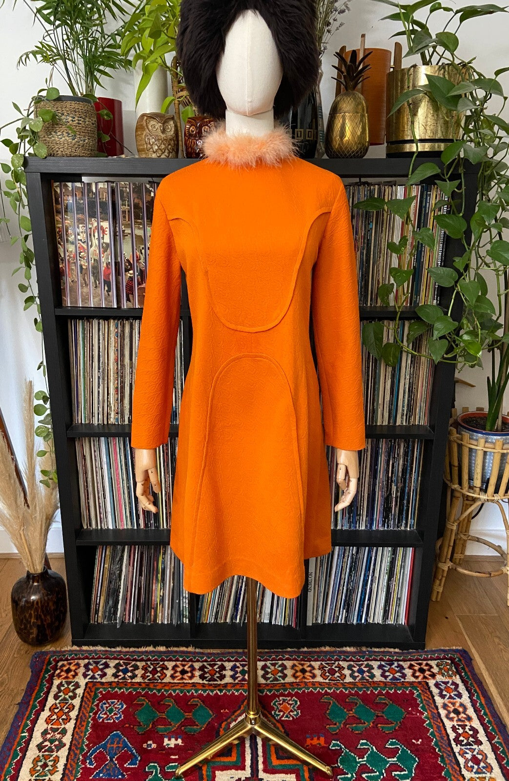 Vintage 1960s Space Age Orange Mod Dress