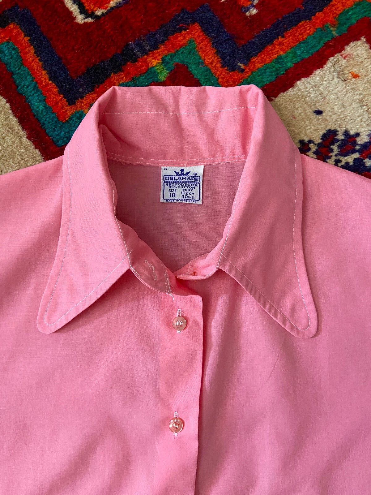 Vintage 1970s Pink Beagle Collar Shirt