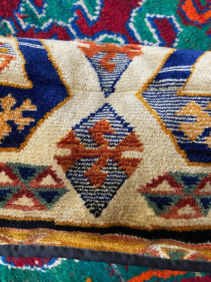Vintage 1970s Beige Print Crossbody Carpet Bag