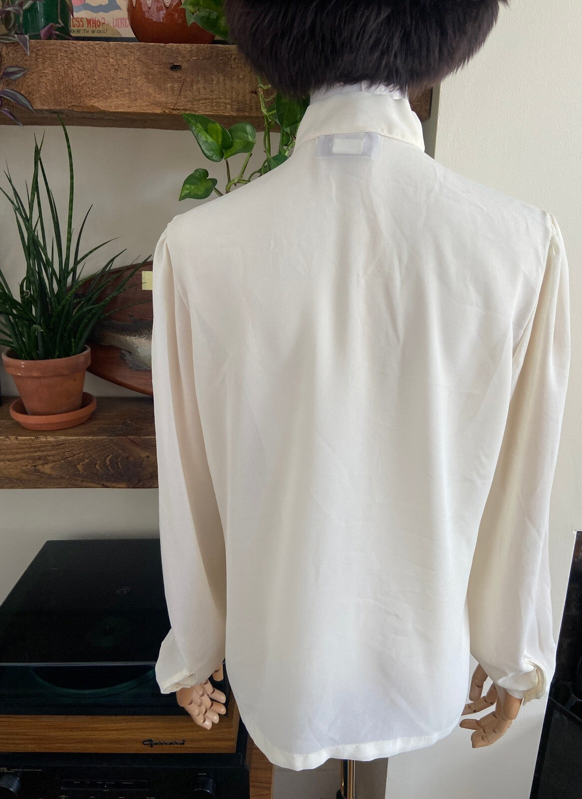 Vintage 1970s Cream Ruffle Tie Blouse