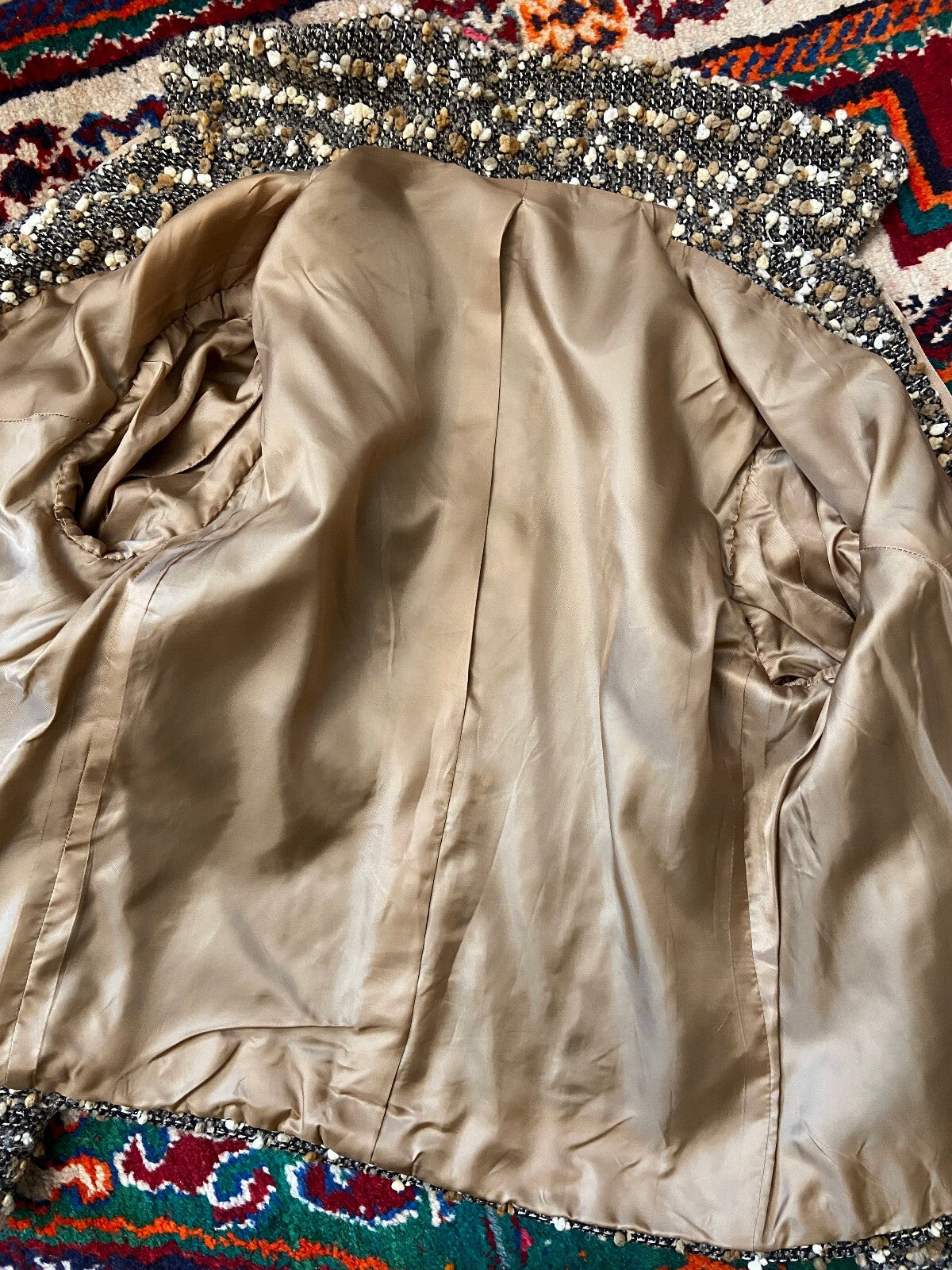 Vintage 1970s Beige Boucle Zip Up Jacket