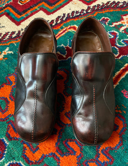 Vintage 1970s Burgundy Glam Rock Platform Loafers UK 9