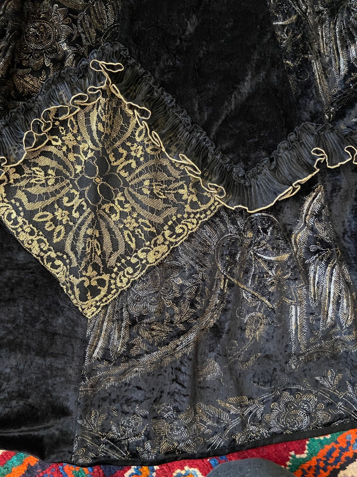 Vintage 1980s Gothic Black & Gold Dress
