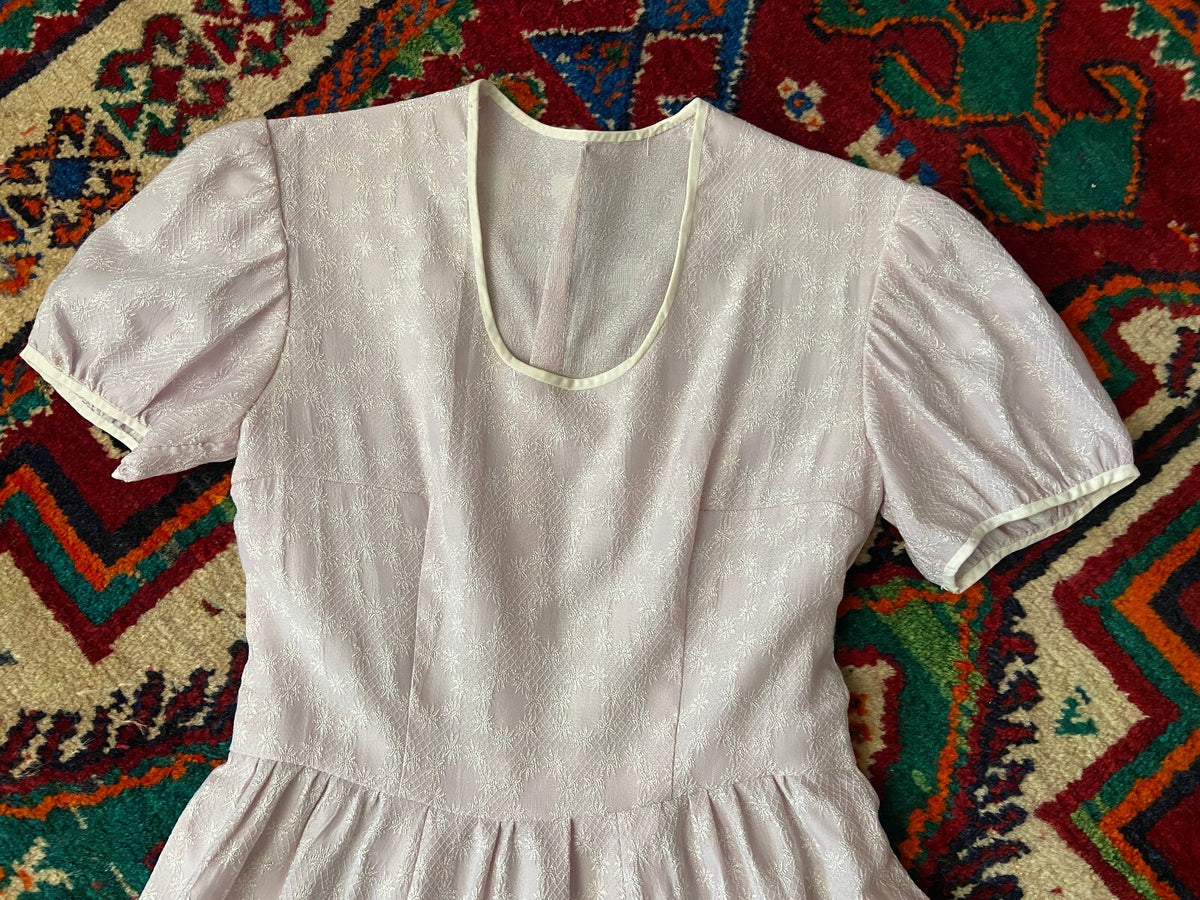 Vintage 1970s Lilac Textured Prairie Dress
