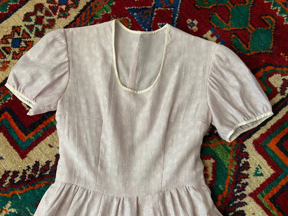 Vintage 1970s Lilac Textured Prairie Dress