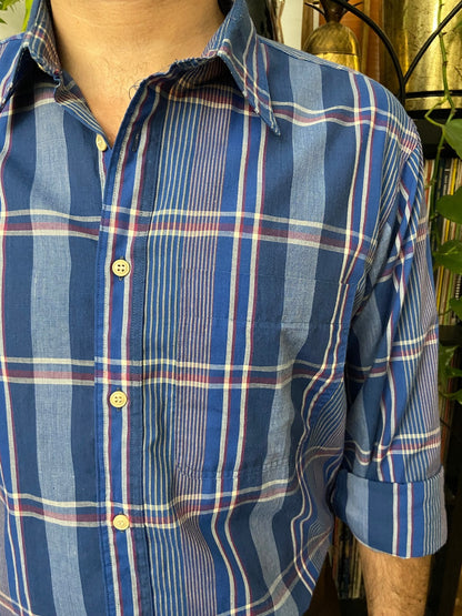 Vintage 1970s Blue Checked Shirt