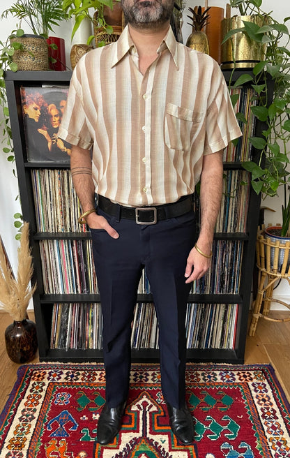 Vintage 1970s Striped Dagger Collar Shirt