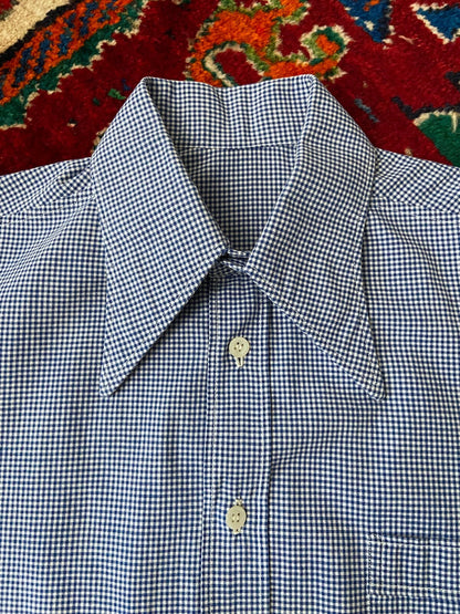Vintage 1970s Navy & White Fine Check Shirt