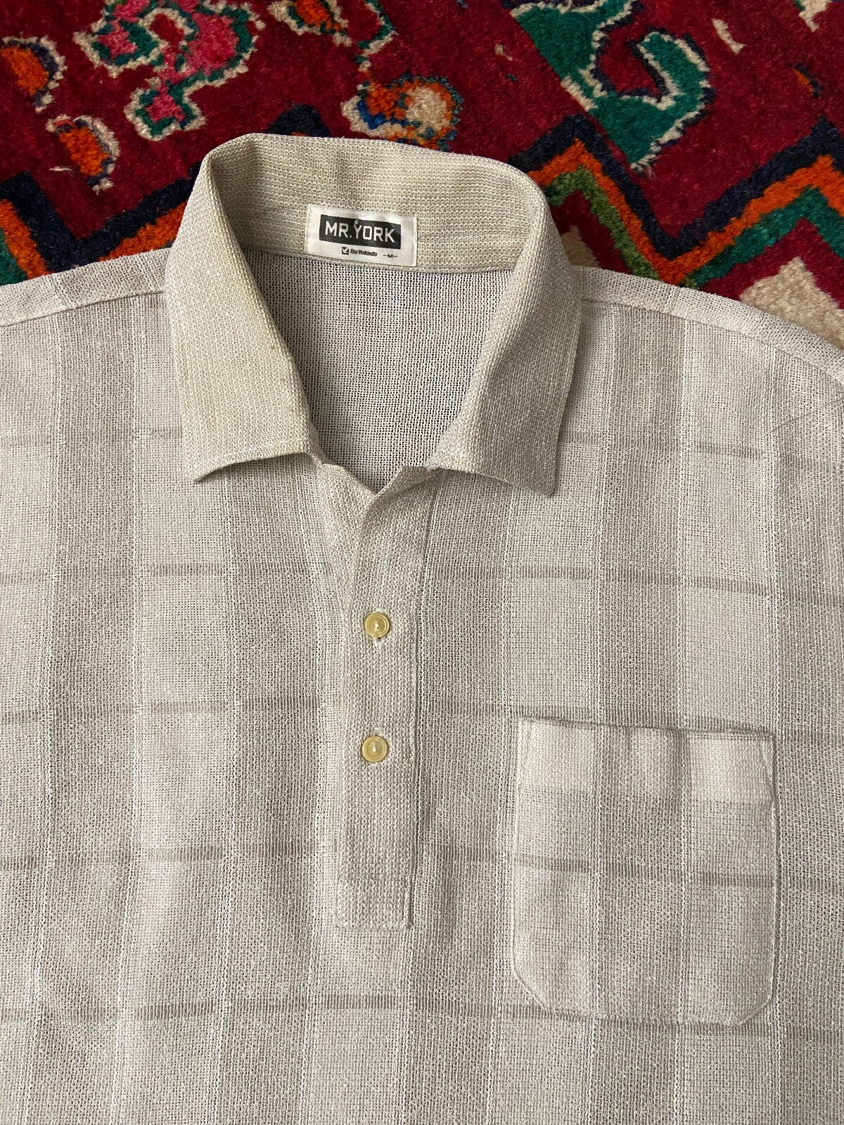 Vintage 1970s Japanese Fine Mesh Polo Shirt