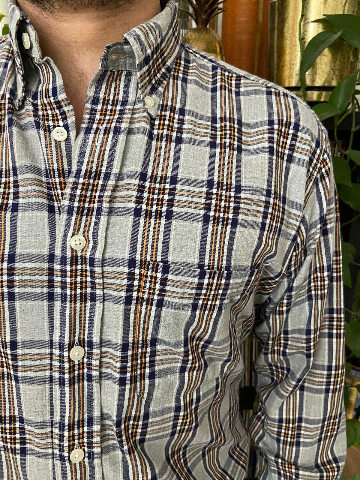 Vintage 1990s Checked Bill's Khaki Shirt