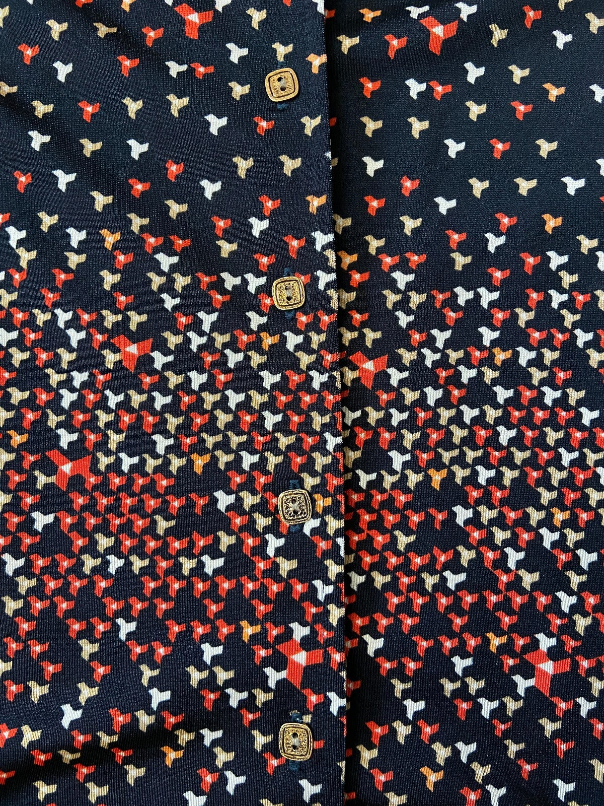 Vintage 1970s Black Printed Japanese Jersey Shirt
