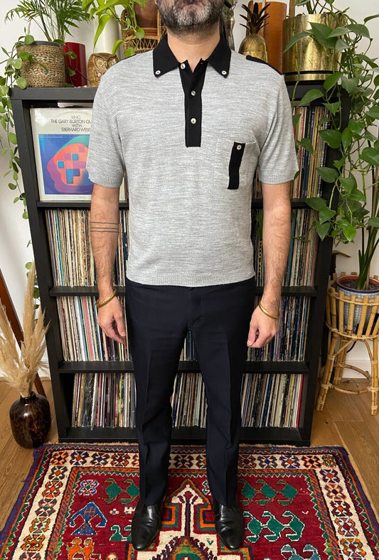 Vintage 1970s Deadstock Italian Knit Polo Top