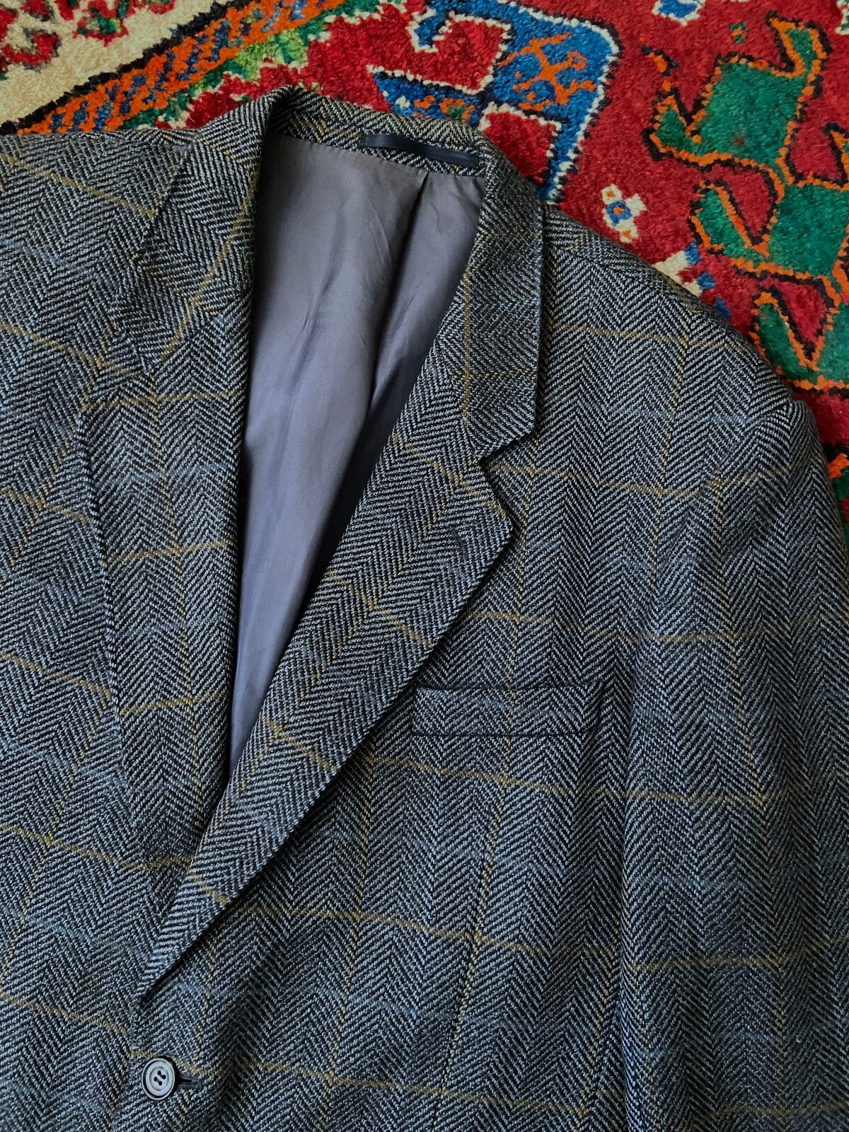Vintage 1980s Herringbone Lambswool Blazer Jacket