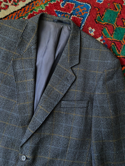 Vintage 1980s Herringbone Lambswool Blazer Jacket