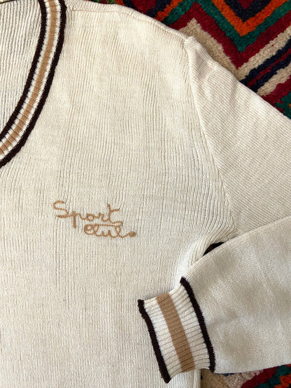 Vintage 1970s Italian V-Neck Sports Jumper