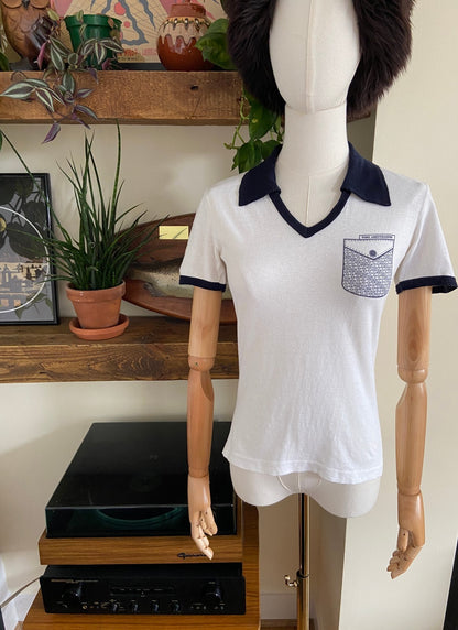 Vintage 1970s Italian Collared T Shirt