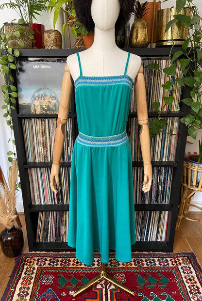 Vintage 1970s Green Strappy Disco Dress