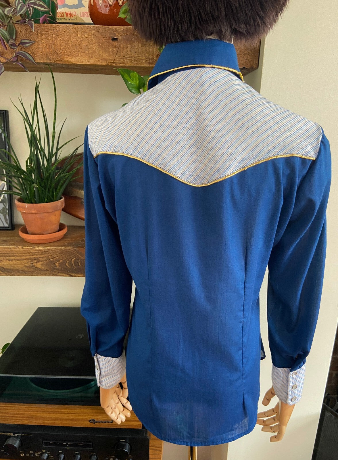 Vintage 1970s Navy & Gold Western Shirt