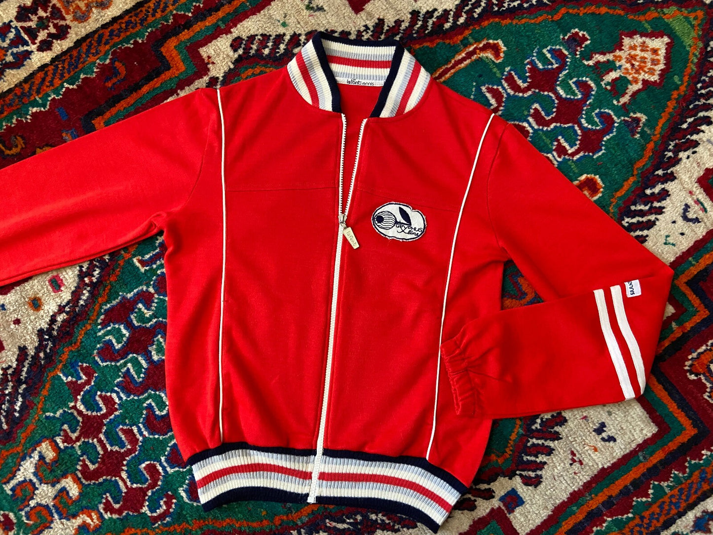 Vintage 1970s Red La Font Track Top