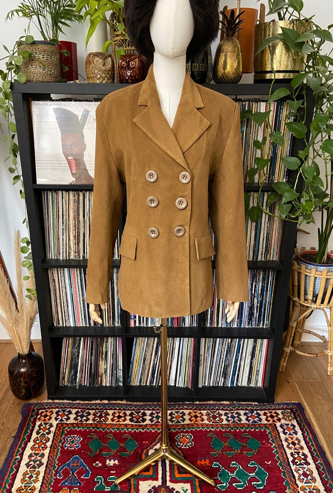 Vintage 1980s Soft Tan Double Breasted Jacket