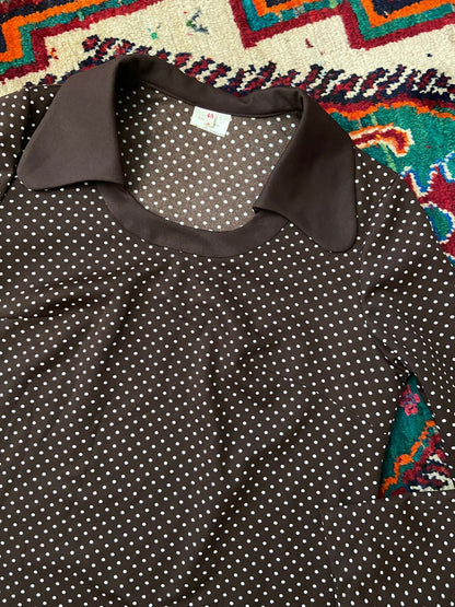 Vintage 1970s Brown Beagle Collar Top